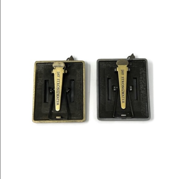 Two Jay Strongwater Enamel Mini Picture Frames:  Scarf Clip/Rhinestone Butterfly - Picture 2 of 3